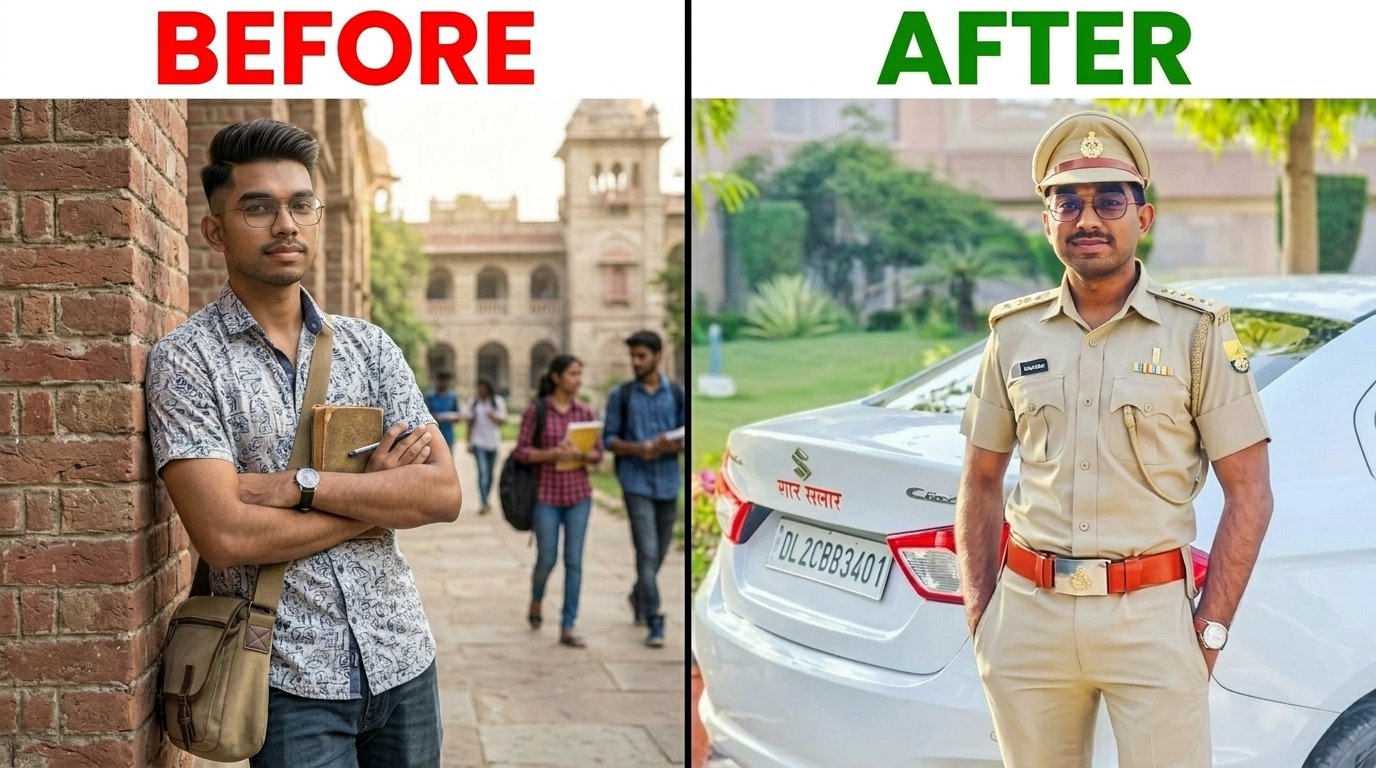 Ravi Sharma before and after — student to bank officer