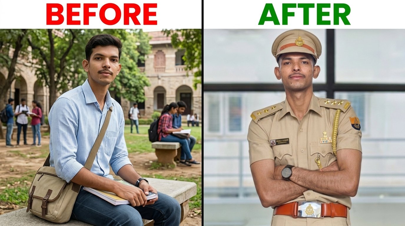 Ajay Meena before and after — student to police constable